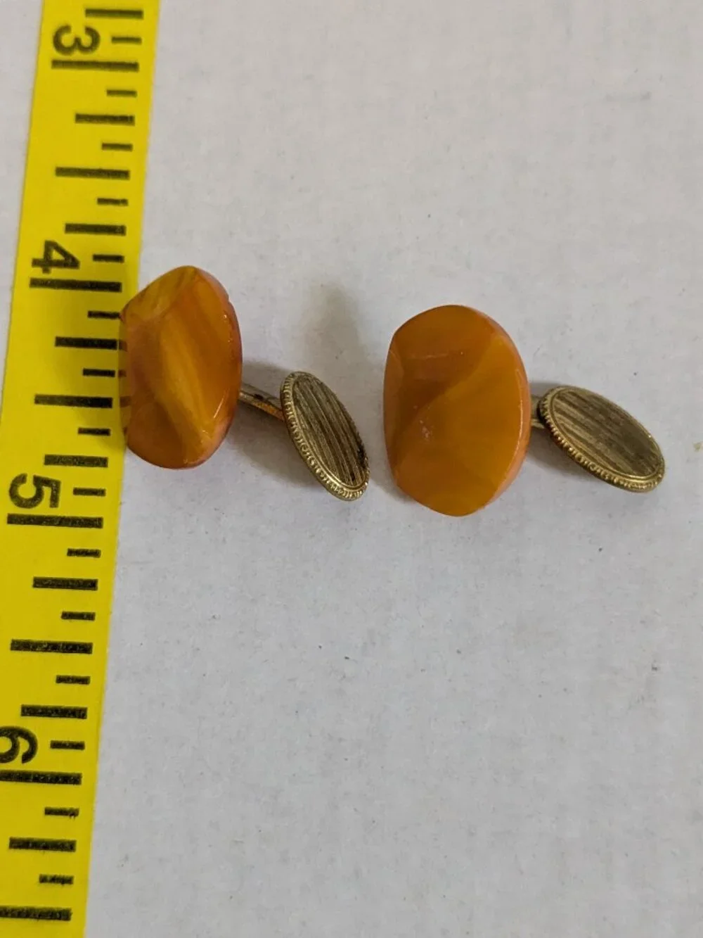 Antique Oval Butterscotch Amber Cuff Links